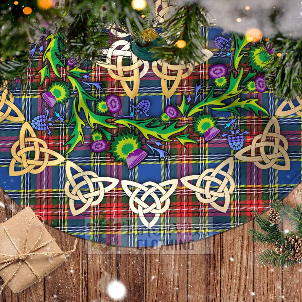 Tartan Vibes Clothing Bethune Tartan Christmas Tree Skirt with Thistle Celtic Knot Style