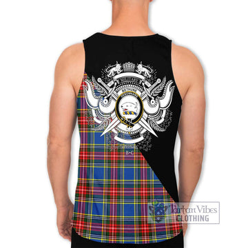 Bethune Tartan Men's Tank Top with Family Crest and Military Logo Style