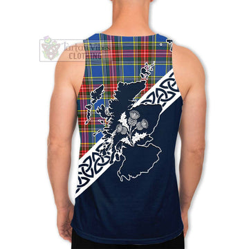 Bethune Tartan Men's Tank Top Featuring Thistle and Scotland Map