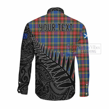 Bethune Crest Tartan Long Sleeve Button Shirt with New Zealand Silver Fern Half Style Men's Shirt - Tartan Vibes Clothing
