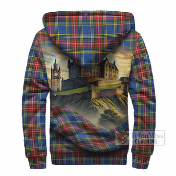 Bethune Tartan Family Crest Sherpa Hoodie with Scottish Ancient Castle Style - Tartan Vibes Clothing