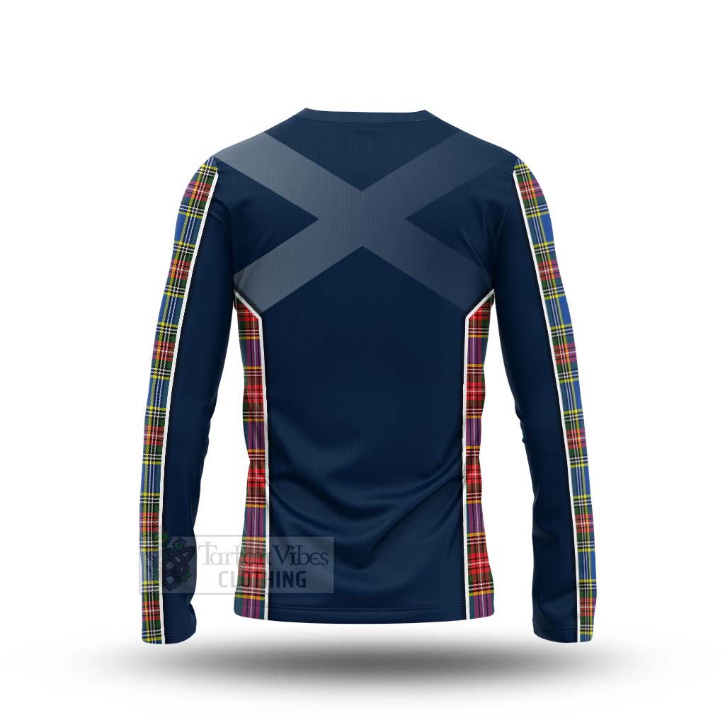 Tartan Vibes Clothing Bethune Tartan Long Sleeve T-Shirt with Family Crest and Scottish Thistle Vibes Sport Style