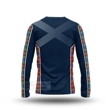 Bethune Tartan Long Sleeve T-Shirt with Family Crest and Scottish Thistle Vibes Sport Style