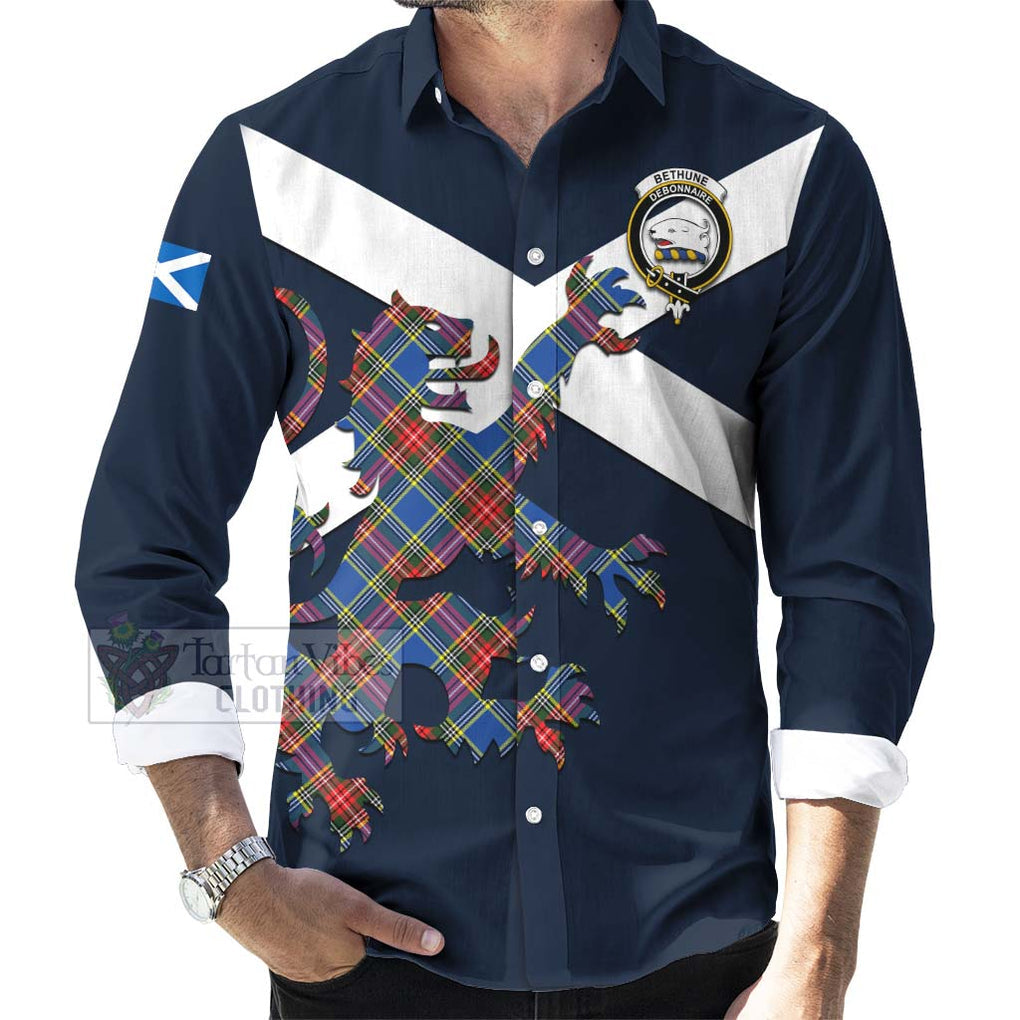 Tartan Vibes Clothing Bethune Tartan Lion Rampant Long Sleeve Button Shirt – Proudly Display Your Heritage with Alba Gu Brath and Clan Name