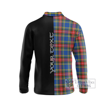 Bethune Tartan Long Sleeve Polo Shirt with Family Crest and Half Of Me Style