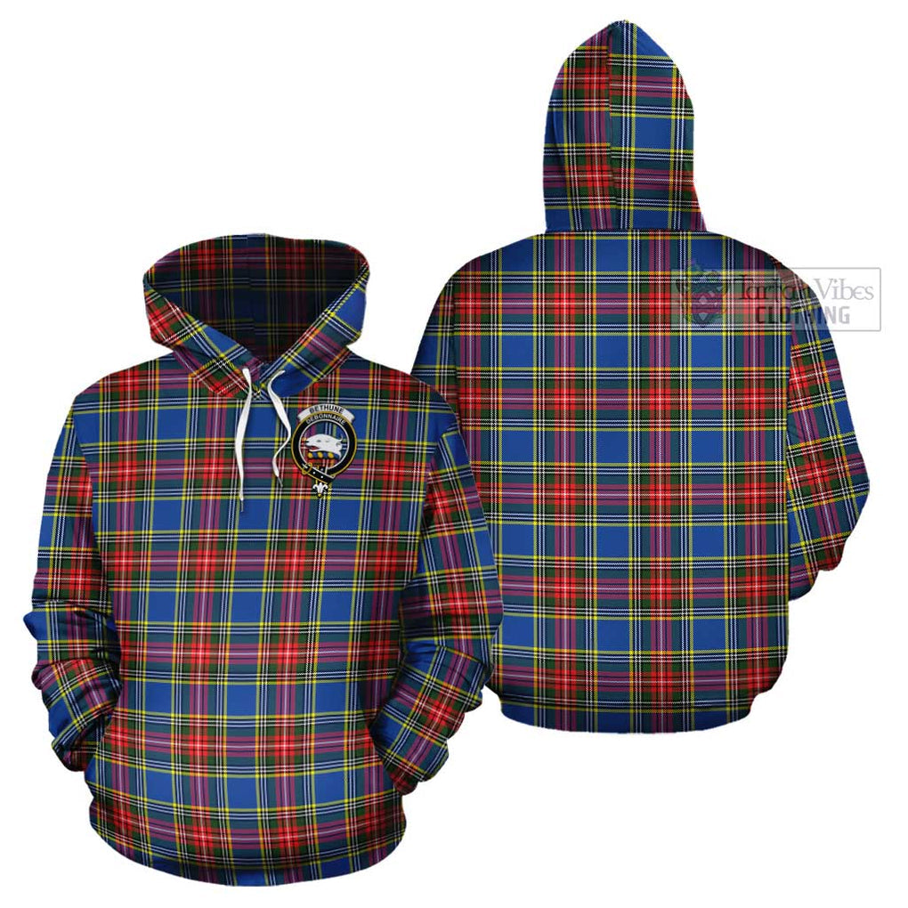 Bethune Tartan Cotton Hoodie with Family Crest Pullover Hoodie - Tartan Vibes Clothing