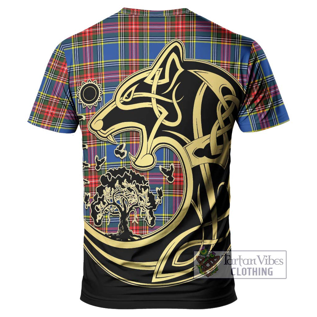 Bethune Tartan T-Shirt with Family Crest Celtic Wolf Style - Tartan Vibes Clothing