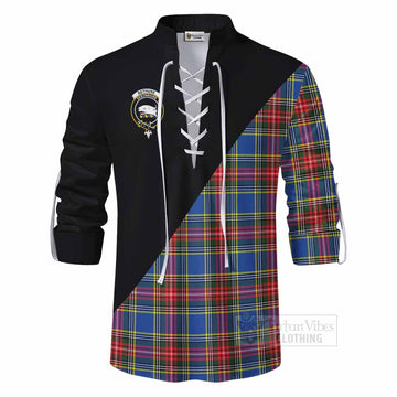 Bethune Tartan Ghillie Kilt Shirt with Family Crest and Military Logo Style