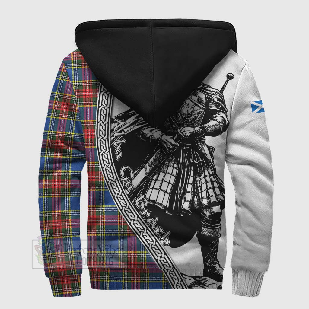 Tartan Vibes Clothing Bethune Tartan Clan Crest Sherpa Hoodie with Highlander Warrior Celtic Style