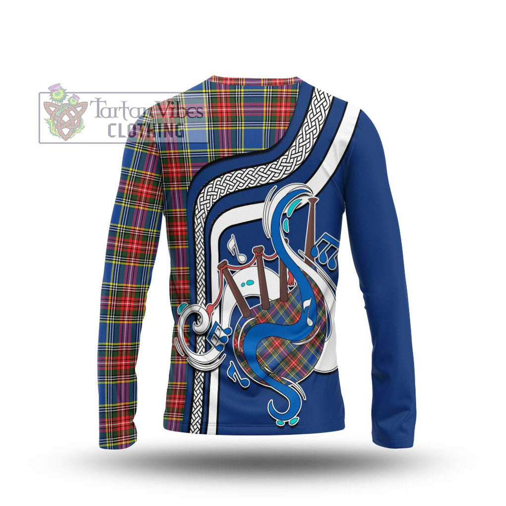 Tartan Vibes Clothing Bethune Tartan Long Sleeve T-Shirt with Epic Bagpipe Style