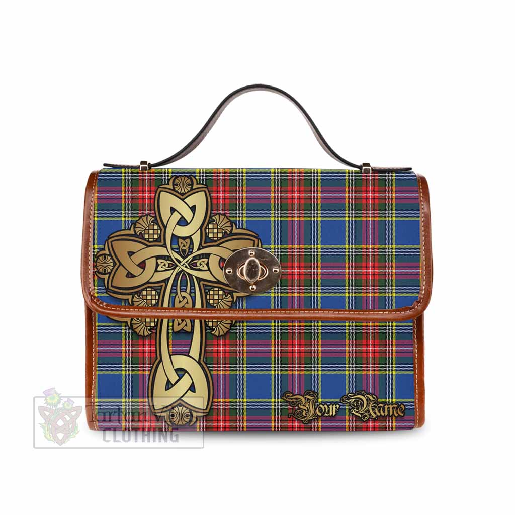 Tartan Vibes Clothing Bethune Tartan Waterproof Canvas Bag Golden Thistle Celtic Cross Style