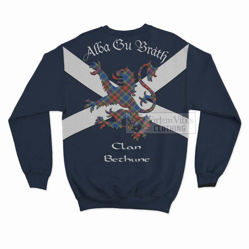 Tartan Vibes Clothing Bethune Tartan Lion Rampant Sweatshirt – Proudly Display Your Heritage with Alba Gu Brath and Clan Name