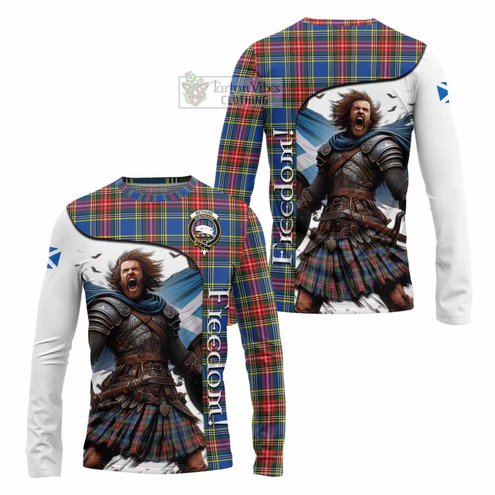 Tartan Vibes Clothing Bethune Crest Tartan Long Sleeve T-Shirt Inspired by the Freedom of Scottish Warrior