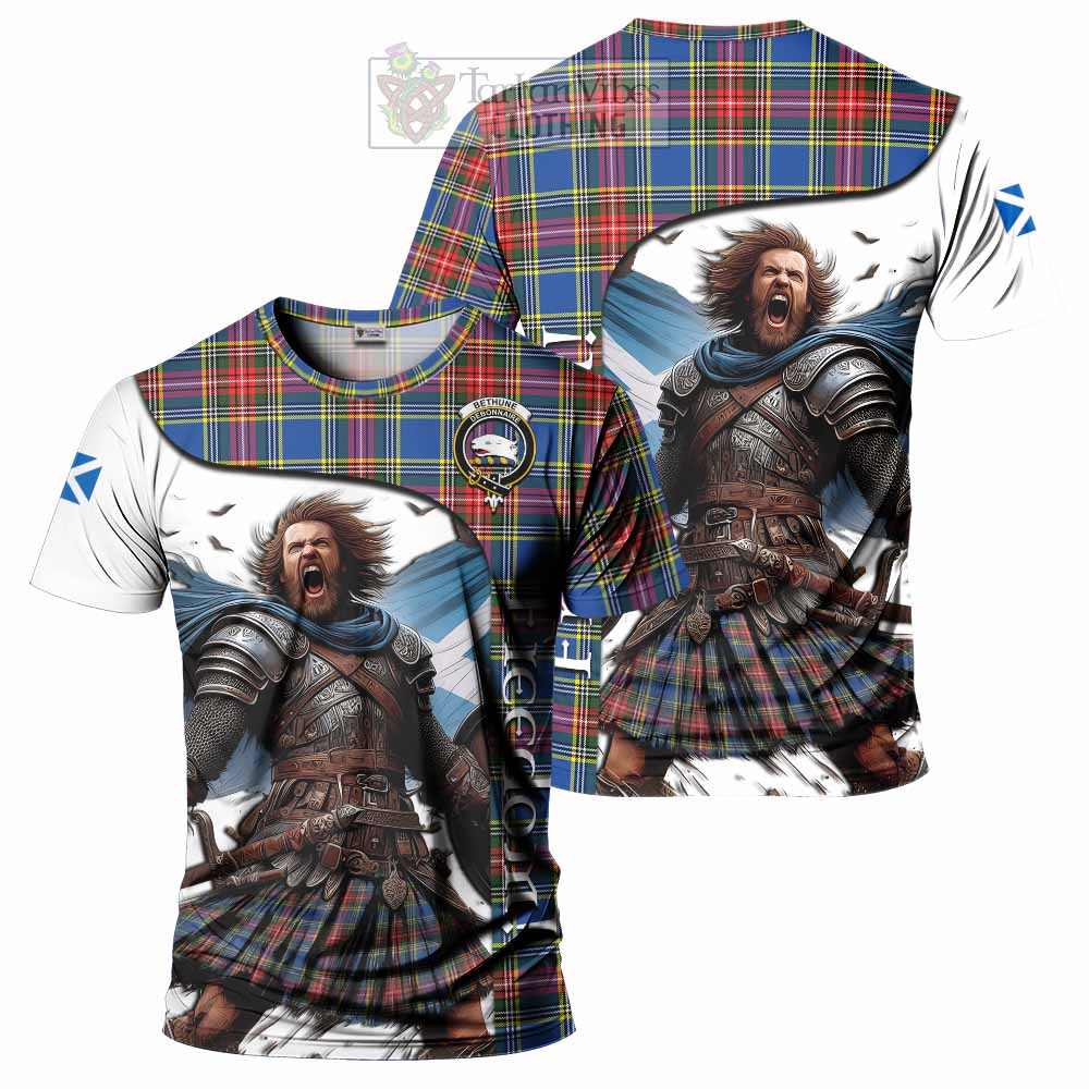 Bethune Crest Tartan T-Shirt Inspired by the Freedom of Scottish Warrior