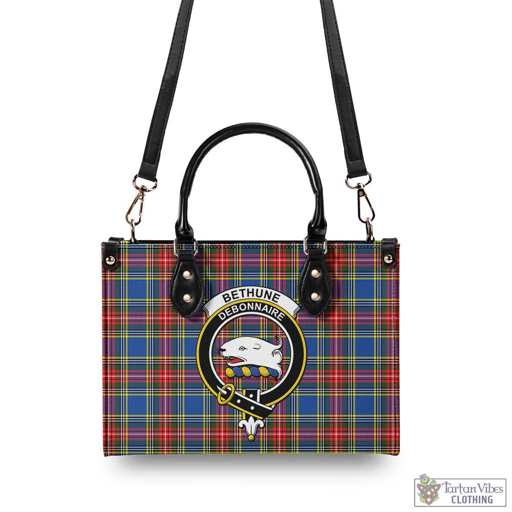 Tartan Vibes Clothing Bethune Tartan Luxury Leather Handbags with Family Crest