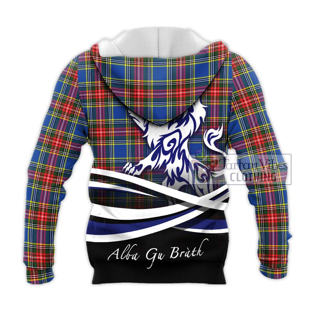 Bethune Tartan Knitted Hoodie with Alba Gu Brath Regal Lion Emblem - Tartanvibesclothing Shop