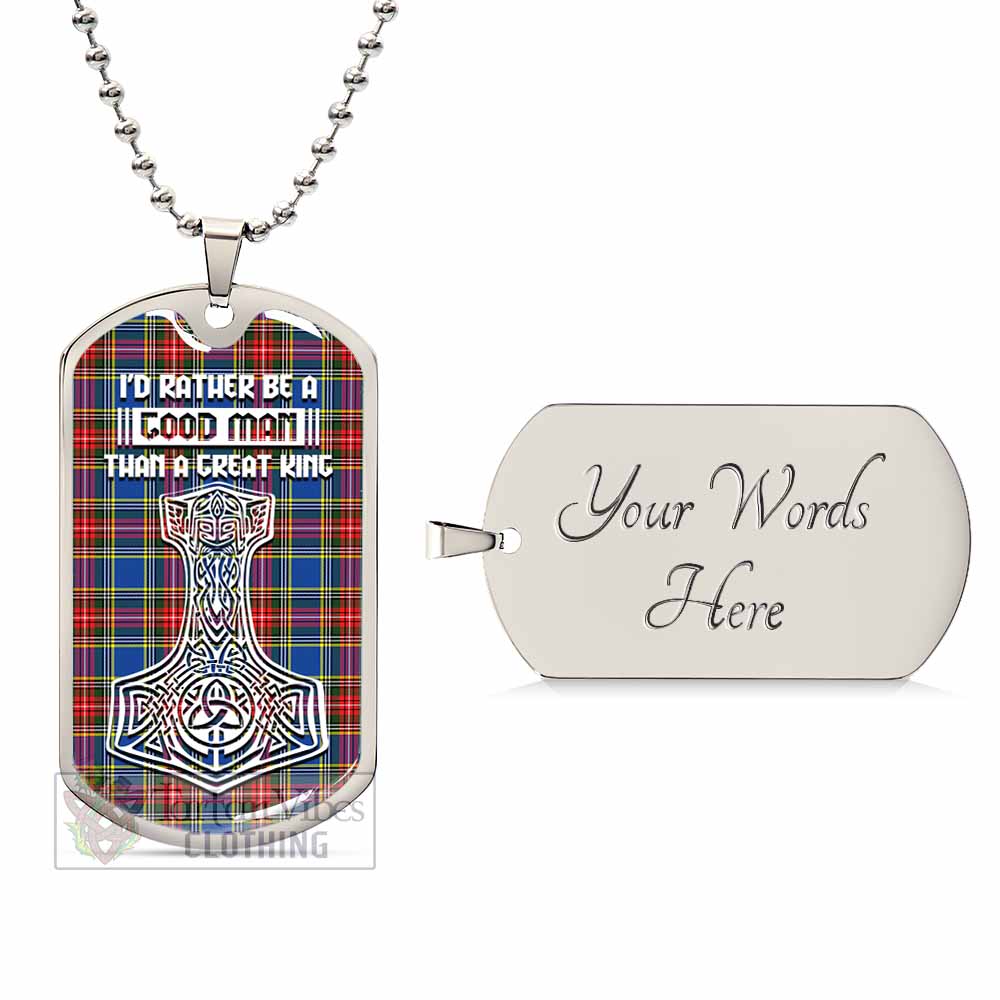 Tartan Vibes Clothing Bethune Tartan Dog Tag Necklace Viking Mjolnir Style