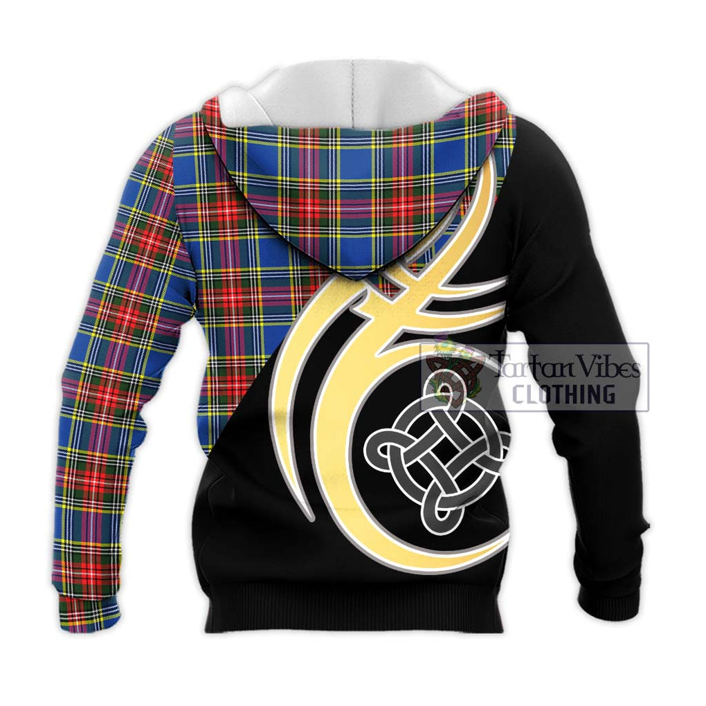 Bethune Tartan Knitted Hoodie with Family Crest and Celtic Symbol Style - Tartan Vibes Clothing