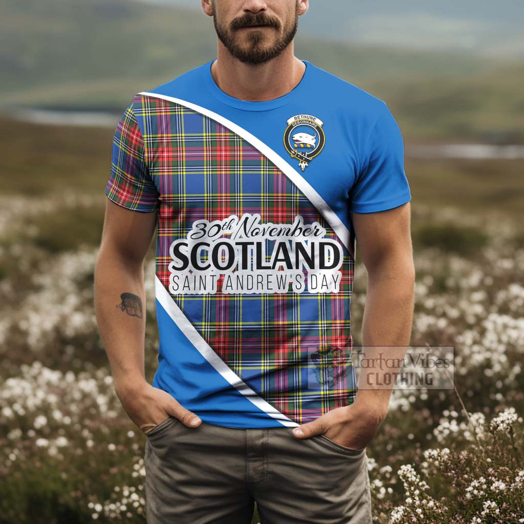 Tartan Vibes Clothing Bethune Family Crest Tartan T-Shirt Celebrate Saint Andrew's Day in Style