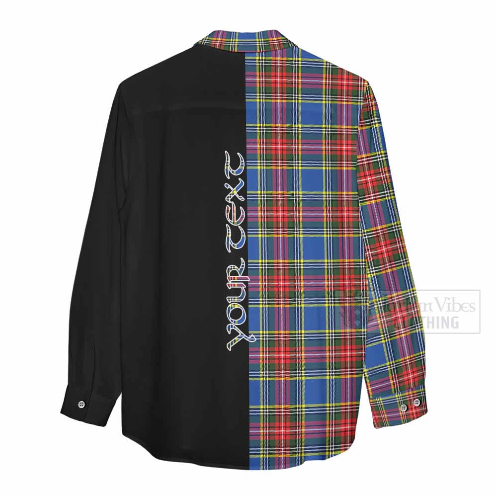 Tartan Vibes Clothing Bethune Tartan Women's Casual Shirt with Family Crest and Half Of Me Style