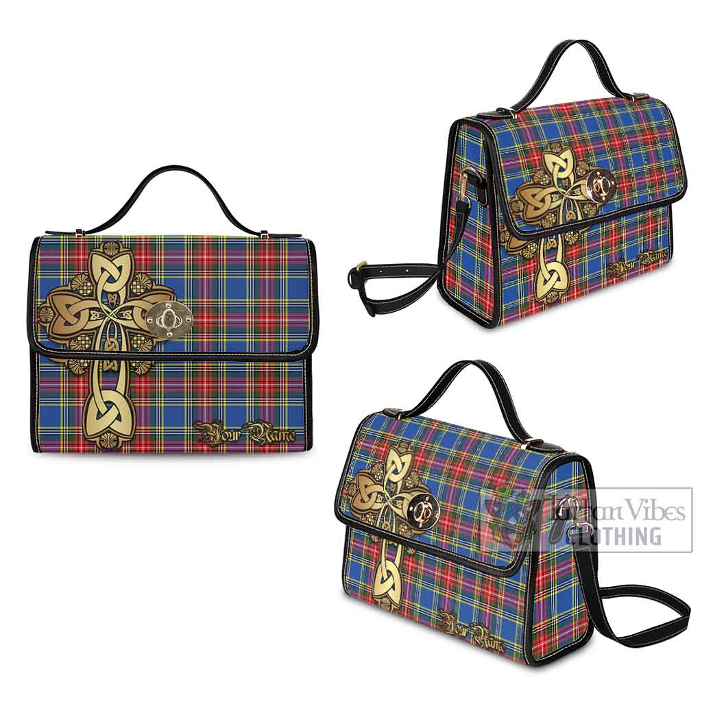 Tartan Vibes Clothing Bethune Tartan Waterproof Canvas Bag Golden Thistle Celtic Cross Style