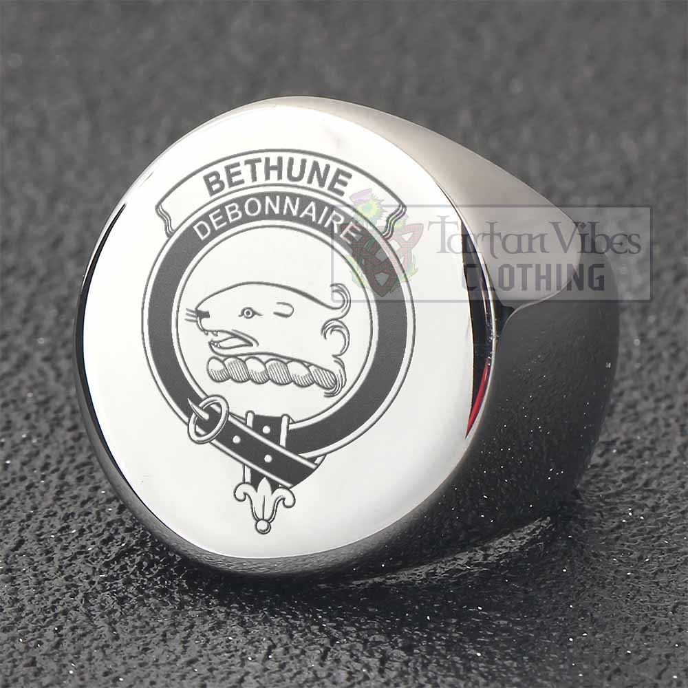 Tartan Vibes Clothing Bethune Clan Crest Engraved Ring