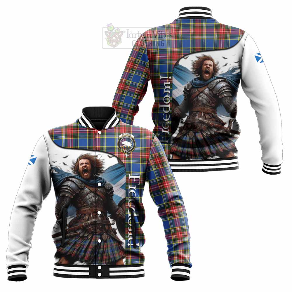 Tartan Vibes Clothing Bethune Crest Tartan Baseball Jacket Inspired by the Freedom of Scottish Warrior