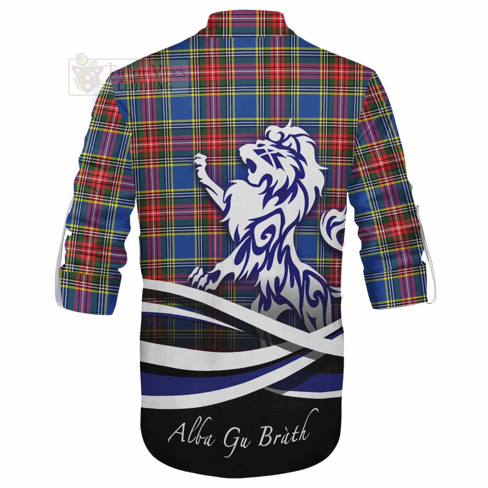 Tartan Vibes Clothing Bethune Tartan Ghillie Kilt Shirt with Alba Gu Brath Regal Lion Emblem