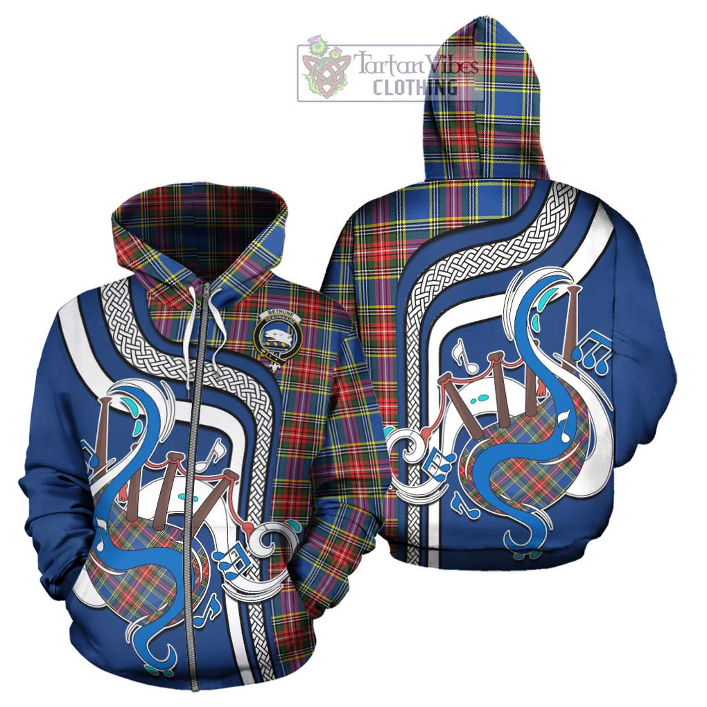 Bethune Tartan Hoodie with Epic Bagpipe Style - Tartanvibesclothing Shop