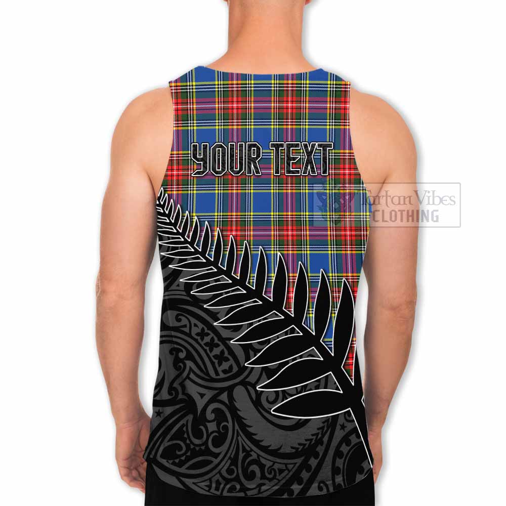 Tartan Vibes Clothing Bethune Crest Tartan Men's Tank Top with New Zealand Silver Fern Half Style