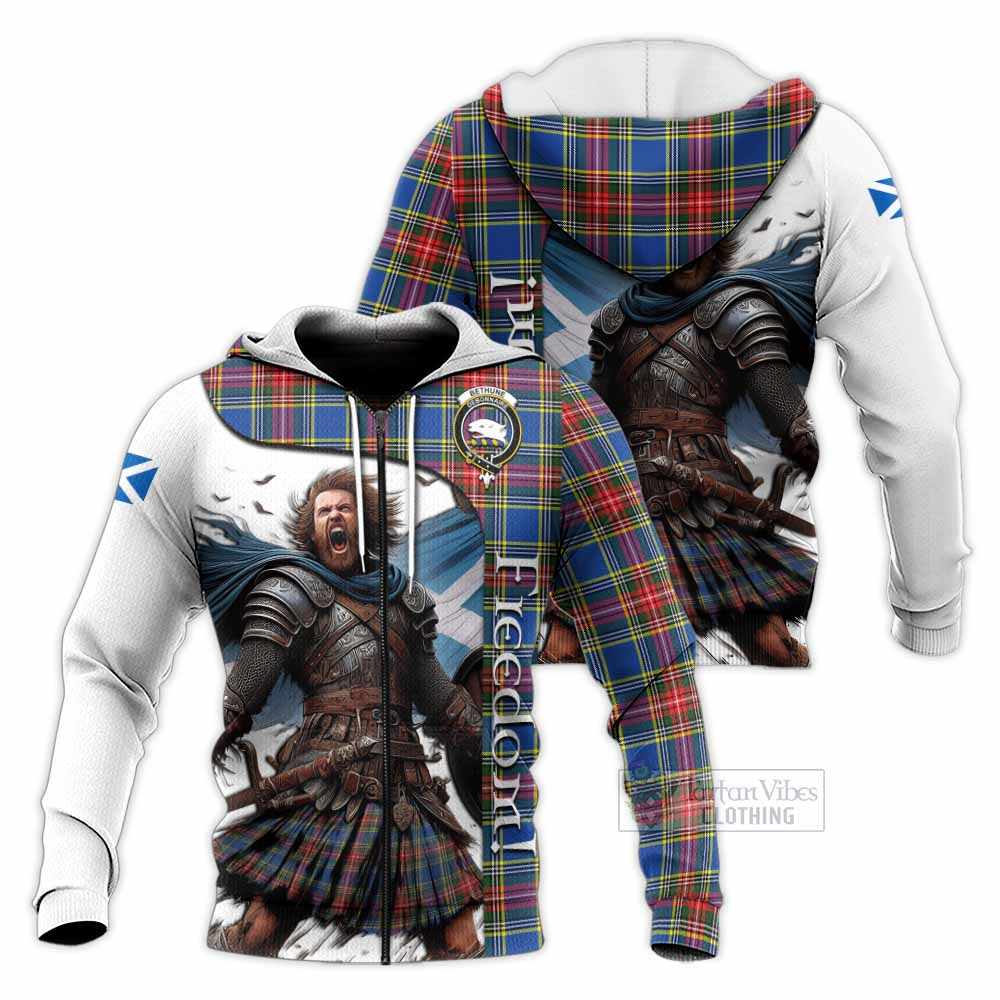 Tartan Vibes Clothing Bethune Crest Tartan Knitted Hoodie Inspired by the Freedom of Scottish Warrior