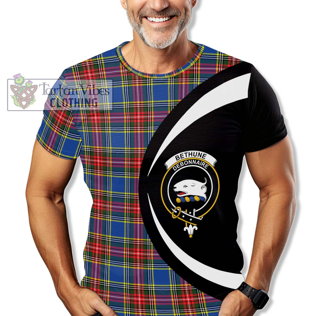 Tartan Vibes Clothing Bethune Tartan T-Shirt with Family Crest Circle Style