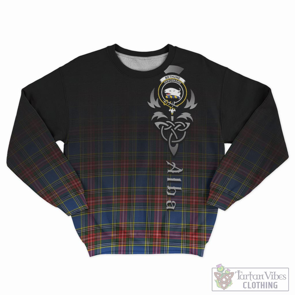 Tartan Vibes Clothing Bethune Tartan Sweatshirt Featuring Alba Gu Brath Family Crest Celtic Inspired