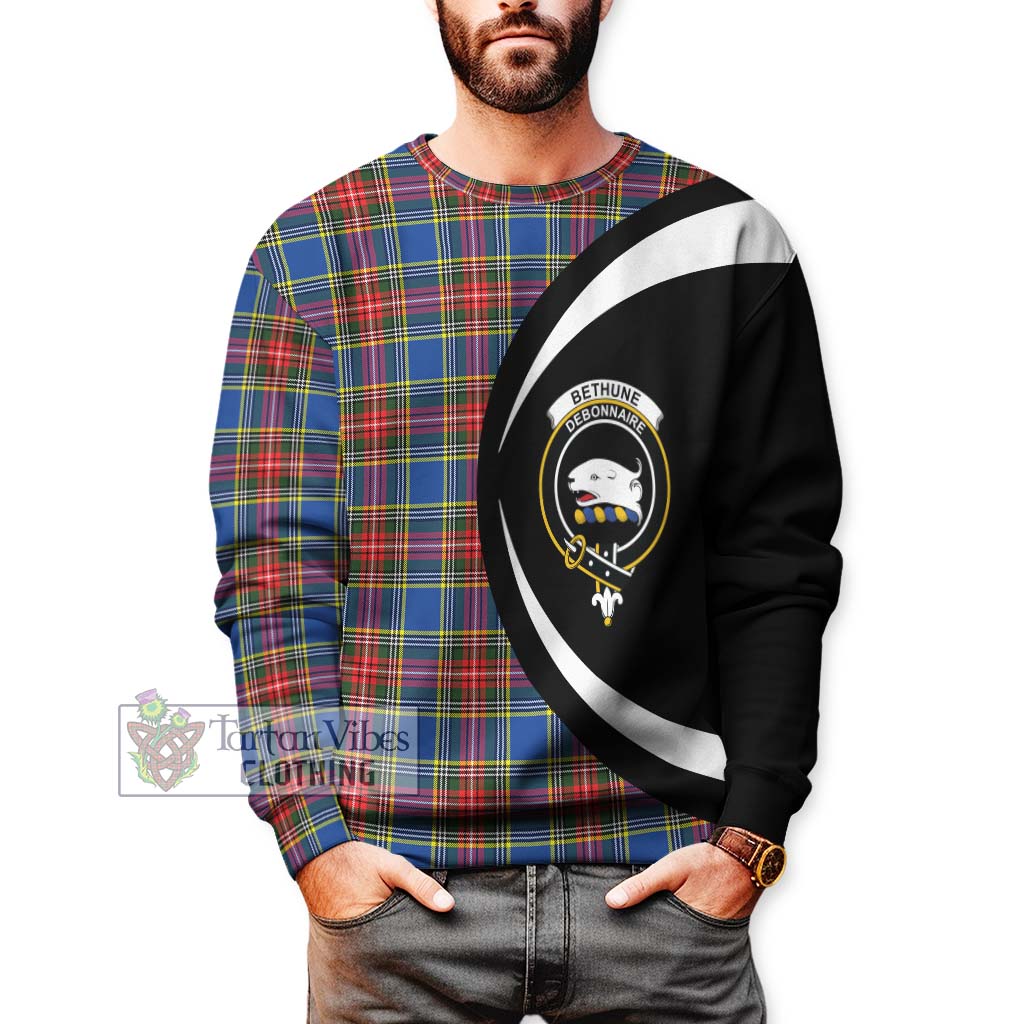 Bethune Tartan Sweatshirt with Family Crest Circle Style - Tartan Vibes Clothing