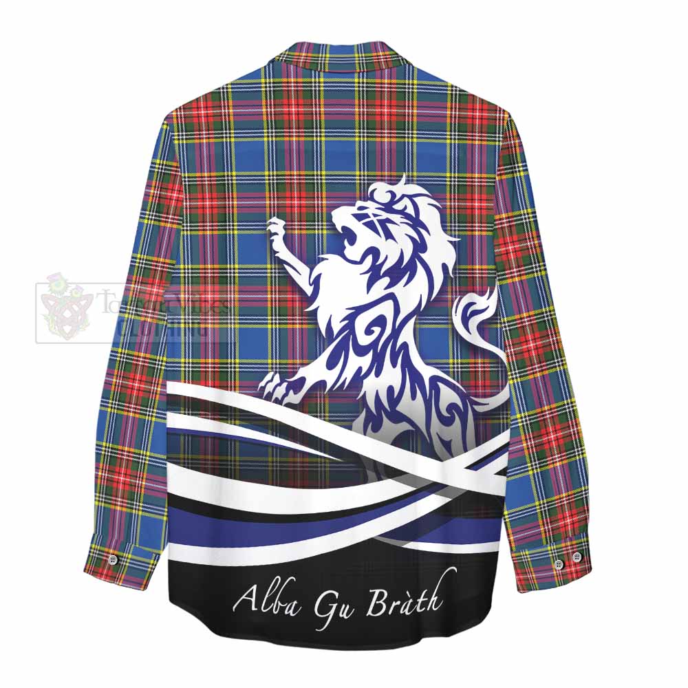 Tartan Vibes Clothing Bethune Tartan Women's Casual Shirt with Alba Gu Brath Regal Lion Emblem