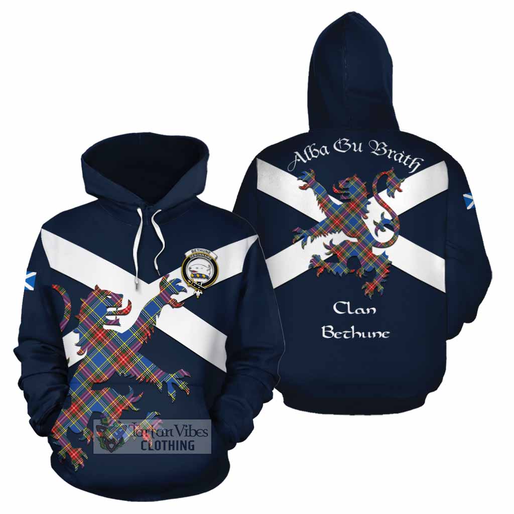 Tartan Vibes Clothing Bethune Tartan Lion Rampant Cotton Hoodie Proudly Display Your Heritage with Alba Gu Brath and Clan Name