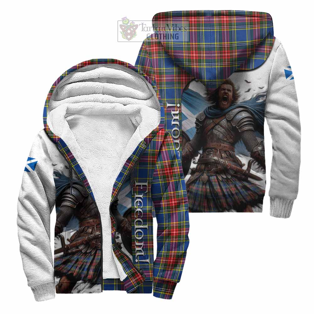 Tartan Vibes Clothing Bethune Crest Tartan Sherpa Hoodie Inspired by the Freedom of Scottish Warrior