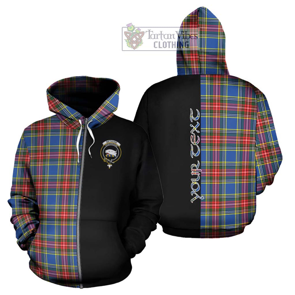 Bethune Tartan Hoodie with Family Crest and Half Of Me Style - Tartanvibesclothing Shop