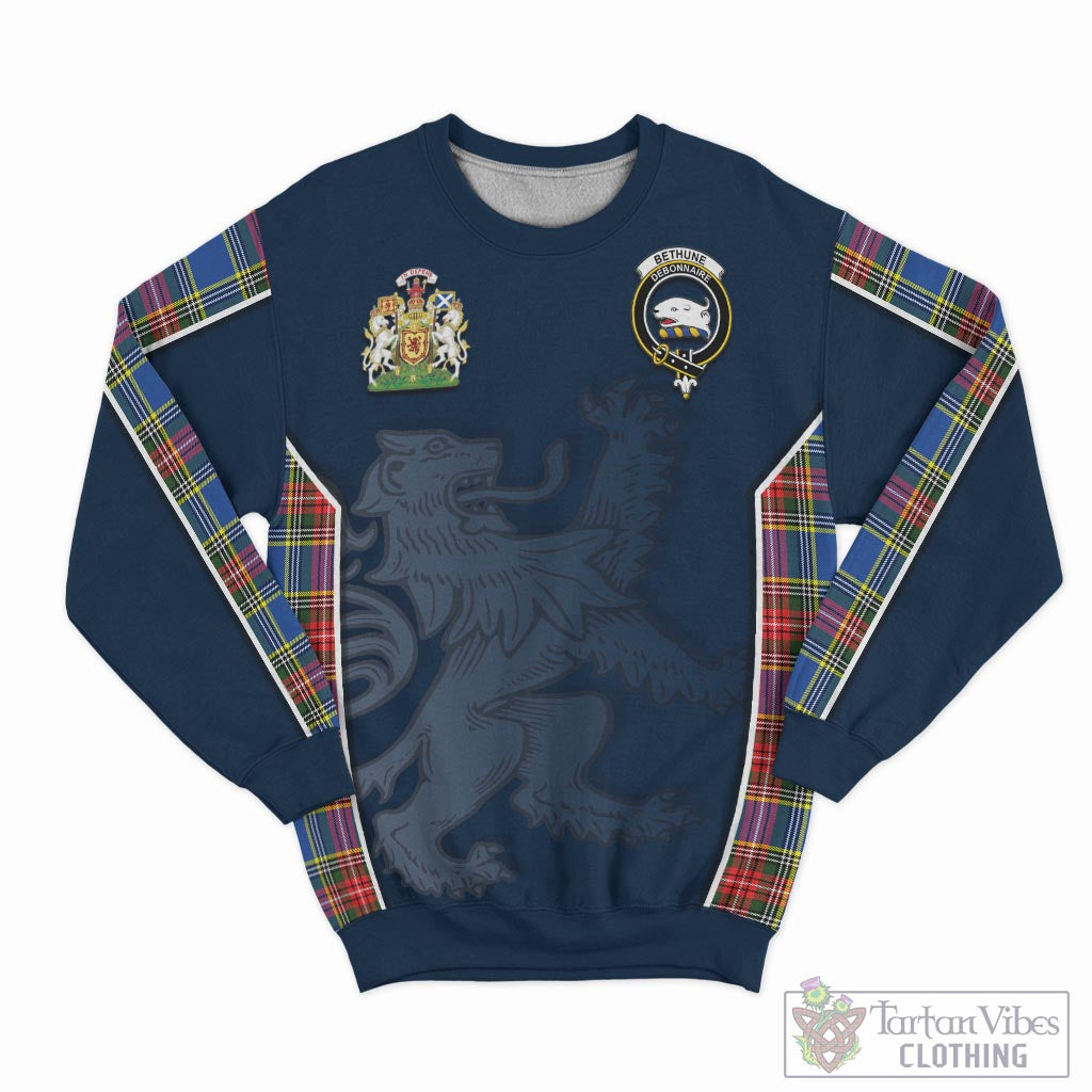 Tartan Vibes Clothing Bethune Tartan Sweater with Family Crest and Lion Rampant Vibes Sport Style