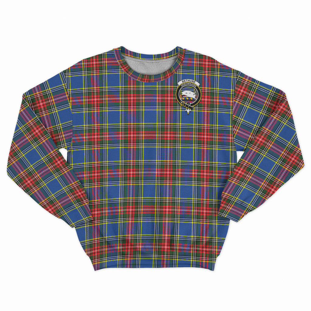 Bethune Tartan Sweatshirt with Family Crest - Tartan Vibes Clothing