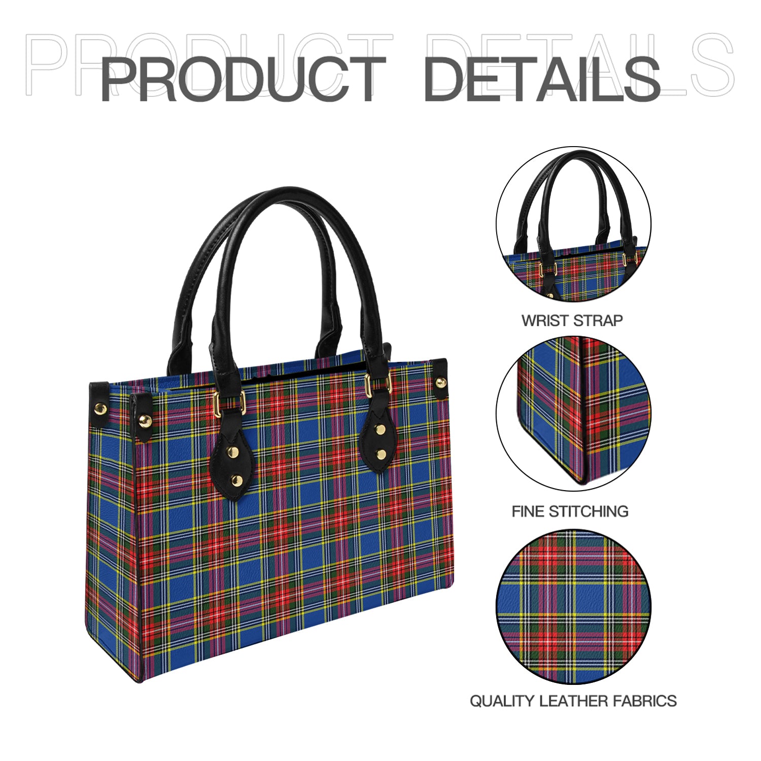 Bethune Tartan Leather Bag - Tartanvibesclothing