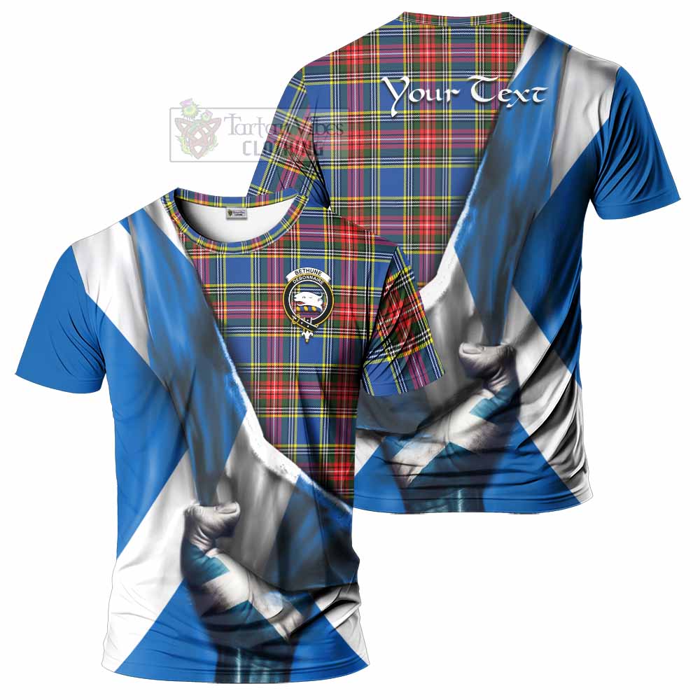 Tartan Vibes Clothing Bethune Tartan T-Shirt with Family Crest Scotland Patriotic Style