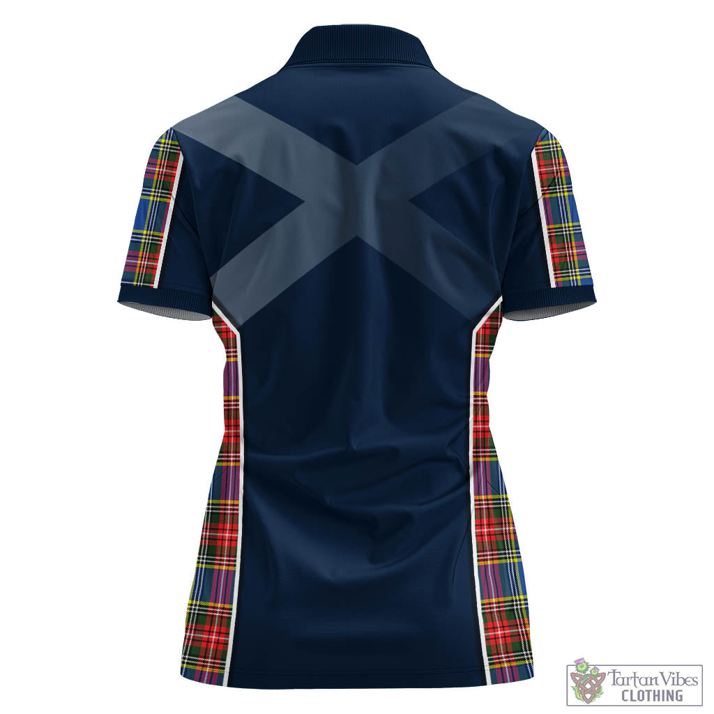 Tartan Vibes Clothing Bethune Tartan Women's Polo Shirt with Family Crest and Scottish Thistle Vibes Sport Style