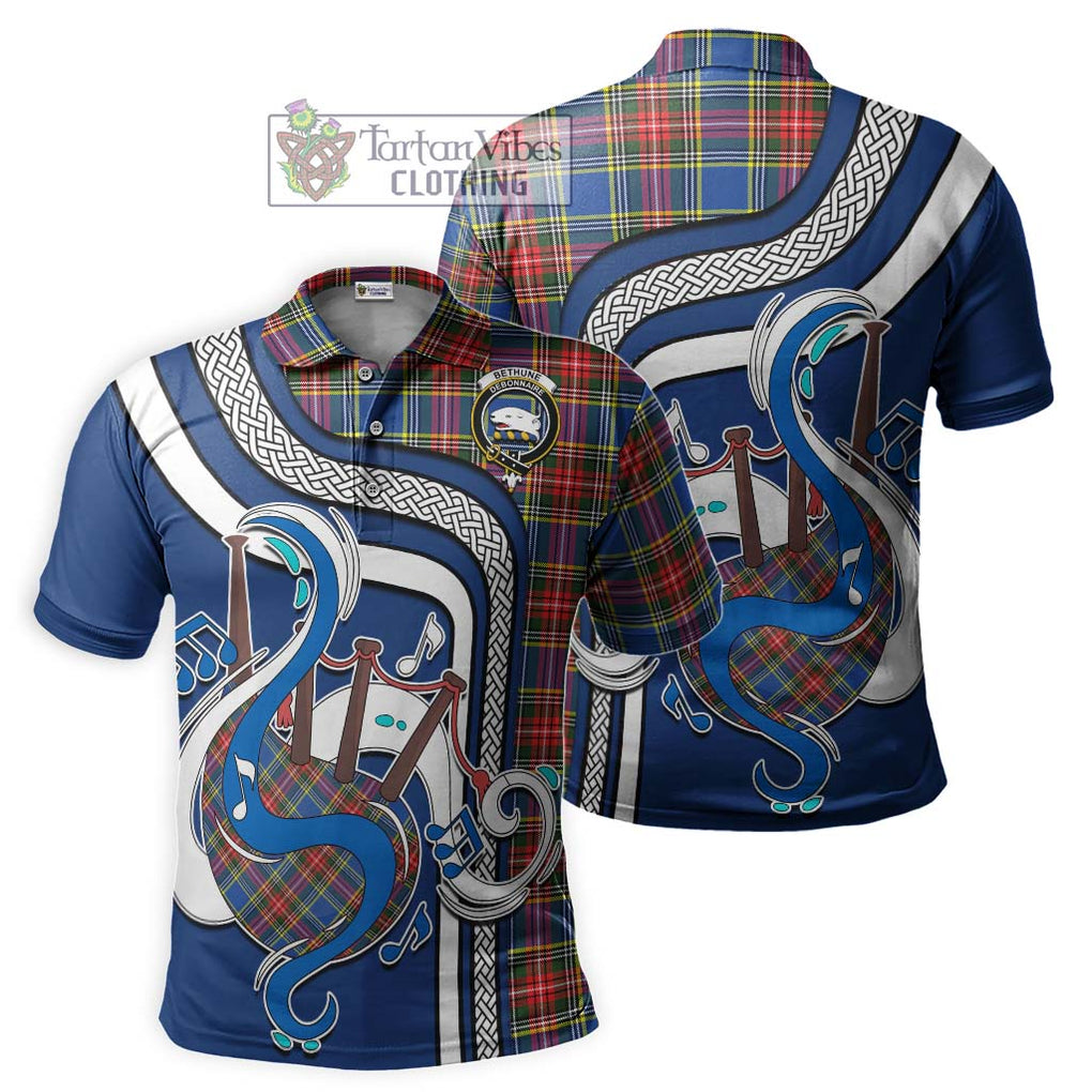 Tartan Vibes Clothing Bethune Tartan Polo Shirt with Epic Bagpipe Style