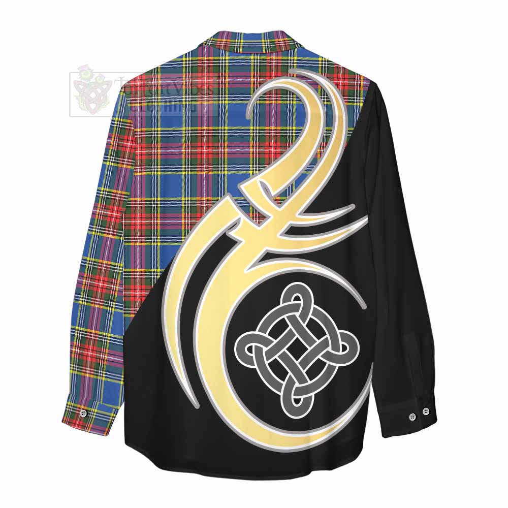 Tartan Vibes Clothing Bethune Tartan Women's Casual Shirt with Family Crest and Celtic Symbol Style