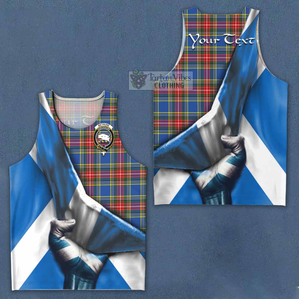 Tartan Vibes Clothing Bethune Tartan Men's Tank Top with Family Crest Scotland Patriotic Style