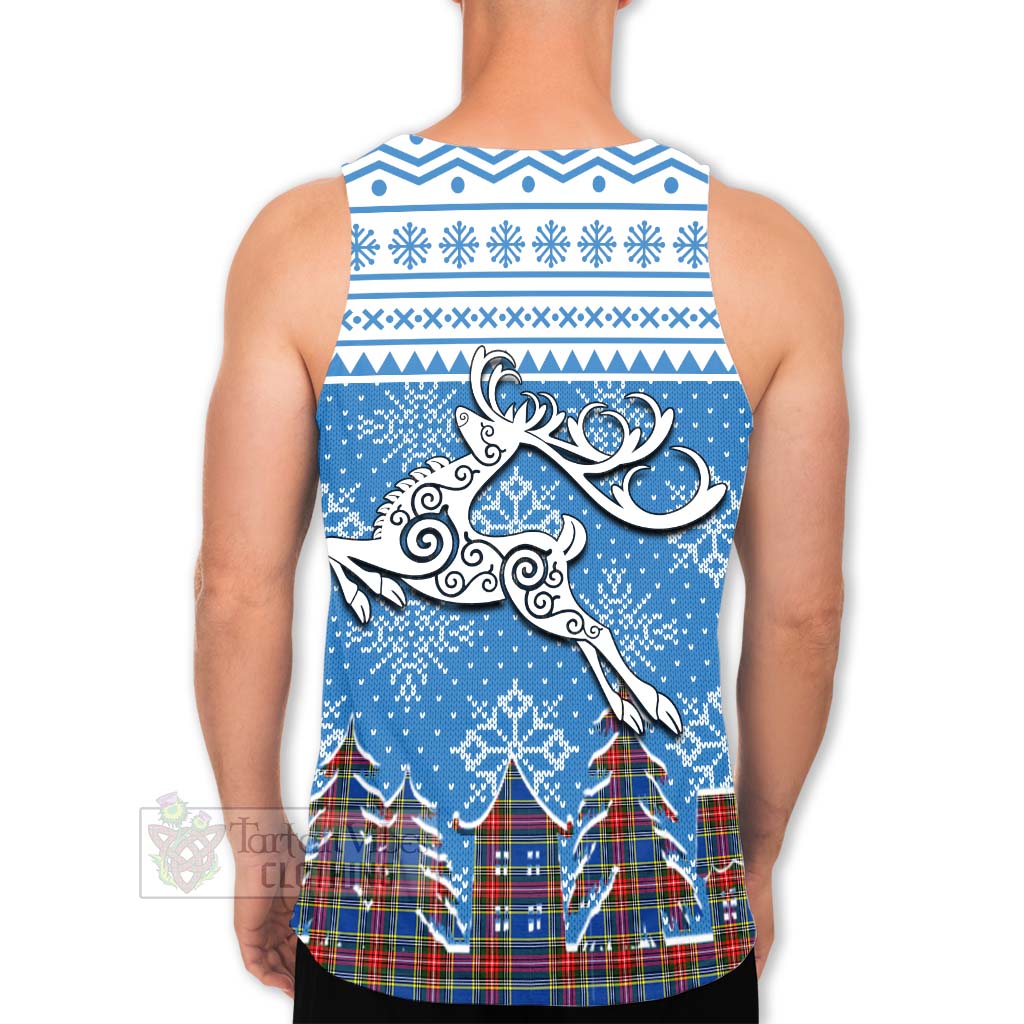 Tartan Vibes Clothing Bethune Clan Christmas Men's Tank Top Celtic Reindeer Style