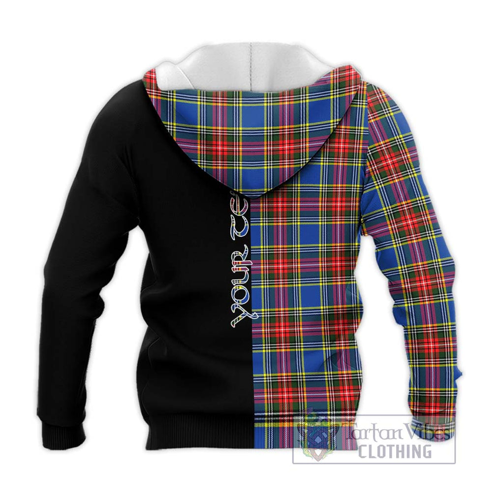 Bethune Tartan Knitted Hoodie with Family Crest and Half Of Me Style - Tartanvibesclothing Shop