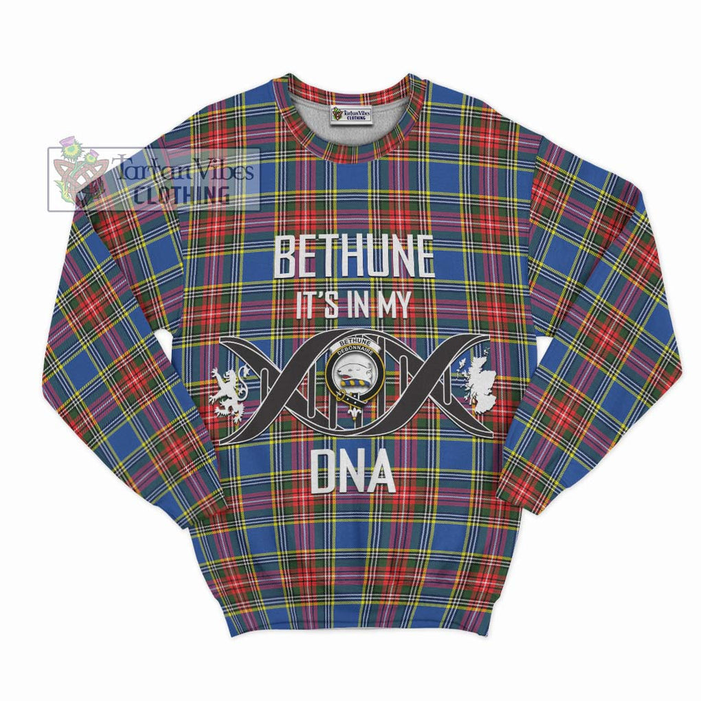 Bethune Tartan Sweatshirt with Family Crest DNA In Me Style - Tartanvibesclothing Shop