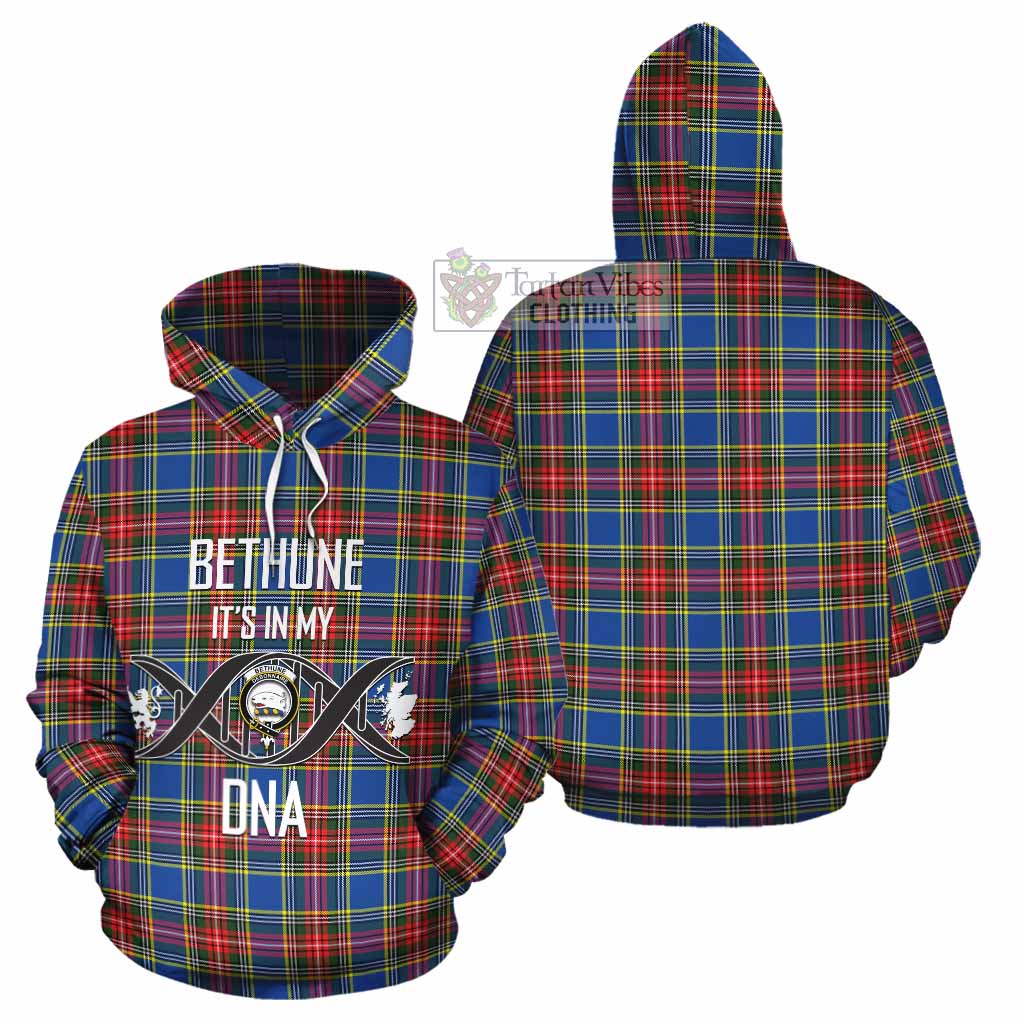 Tartan Vibes Clothing Bethune Tartan Cotton Hoodie with Family Crest DNA In Me Style